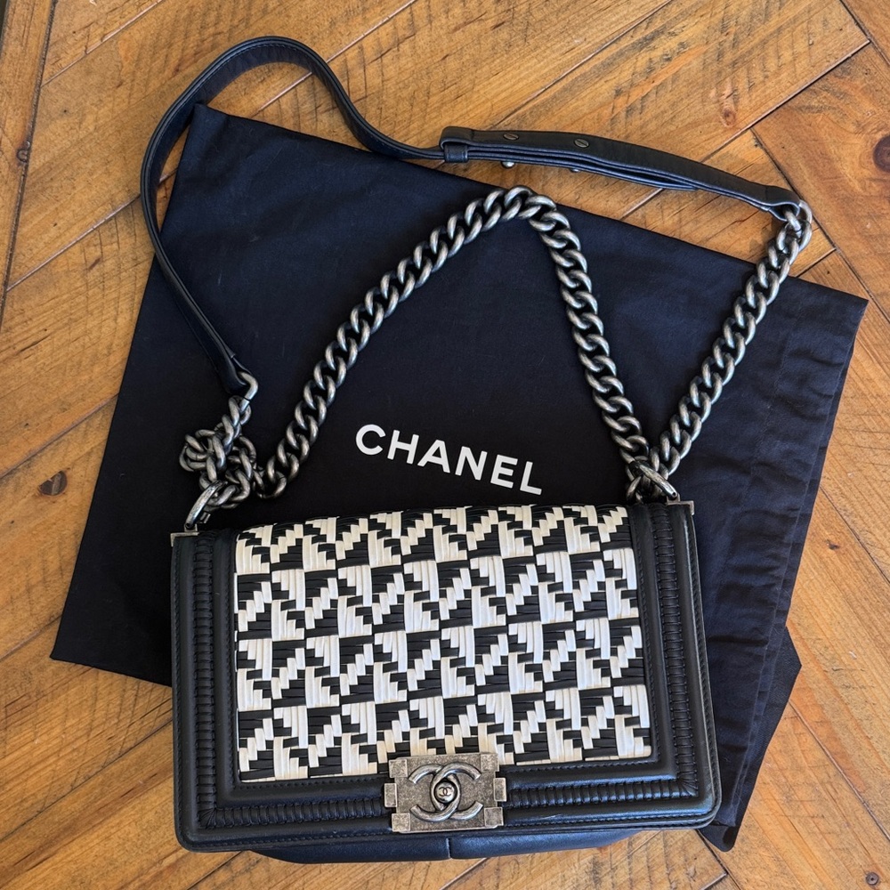 CHANEL Woven Medium Boy Bag